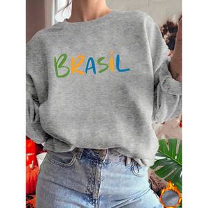 <span class=keywords><strong>Sweat</strong></span>-shirt élégant à col rond avec imprimé 'S GOOD BOY' pour femme, grande taille, polyester/coton, respirant, écologique, manches longues, coupe ample - Product Image 6