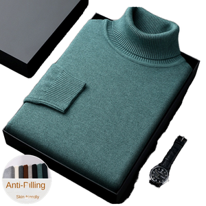 Maglione Invernale da Uomo a Collo Alto, Nuovo Top Casual Ampio con Cappuccio e Felpa in Maglia Spessa a <span class=keywords><strong>Tinta</strong></span> <span class=keywords><strong>Unita</strong></span>, Versatile - Product Image 4