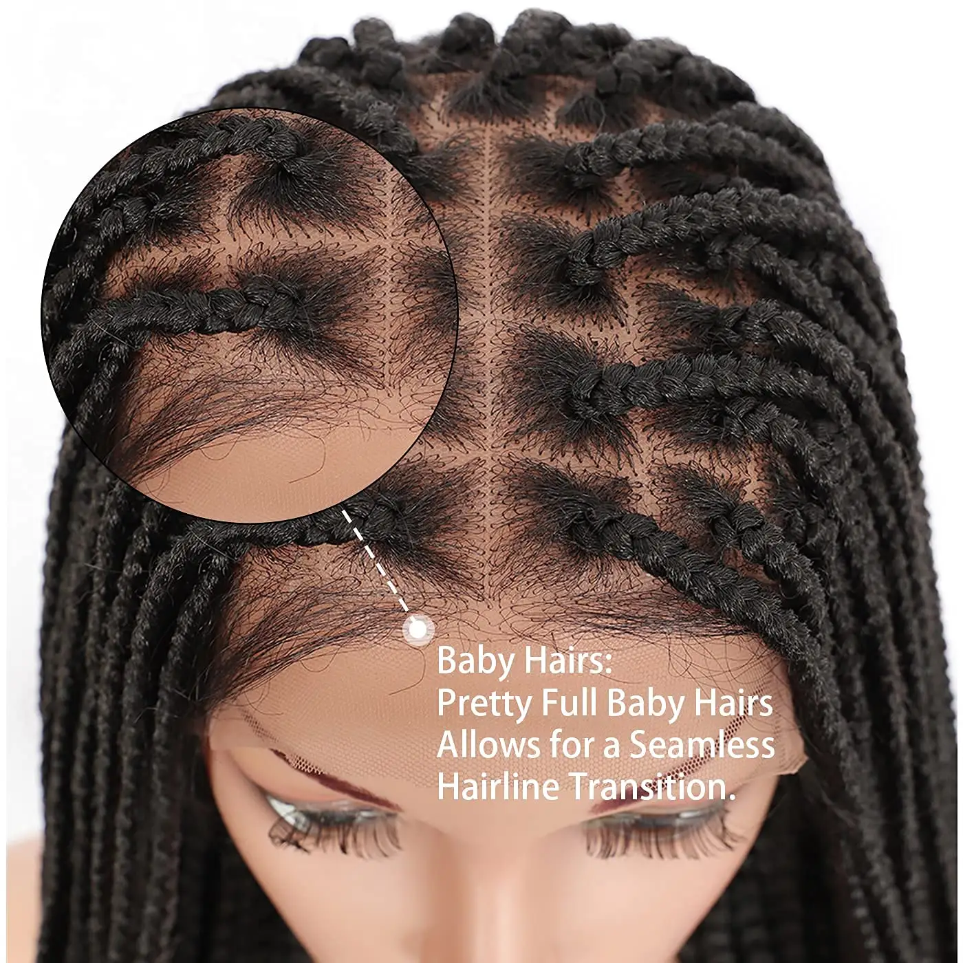 Perruques synthétiques tressées pour femmes noires, vente en gros, prête à être expédiée, cheveux humains