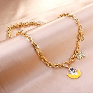 Collier pour femme élégant et personnalisé en acier inoxydable, chaîne à maillons tendance, style hip-hop, pendentif en métal - Product Image 6