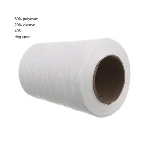 80% poliéster 20% viscose 40s/1 anel fio enrolado fio branco cru mistura fio tr 80/20 atacado para tricô