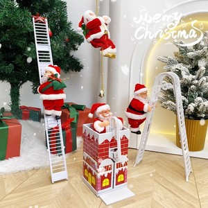 Upgraded Version Climbing Santa Claus 9" Climbs on Beads up and Down Battery Operated Toy with <b>Music</b> Sound Black Moving Figure - Product Image 2
