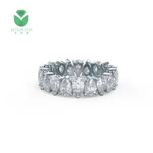 Benutzer definierte Birnen form Pave Diamond Ring Band Feiner Schmuck 18 Karat Gold Verlobung sring Real White Lab Grown Diamond Ring für Frauen