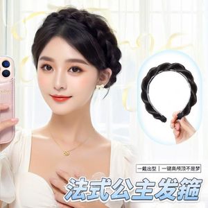 Diadema trenzada con peluca para mujer, estilo princesa, peinado recogido, efecto moldeador de rostro, aspecto natural, para cualquier forma de rostro, fibra resistente a altas temperaturas - Product Image 3