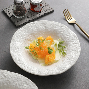 Assiette en céramique pour soupe profonde, sensation premium, assiette à légumes, saladier de forme irrégulière, assiette occidentale pour usage domestique et en restaurant - Product Image 3