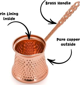 <span class=keywords><strong>Caffettiera</strong></span> <span class=keywords><strong>Turca</strong></span> in Rame 12Oz, Macchina per Caffè Greco Arabo, Cezve Martellata, Jezve, Ibrik, Briki, Scaldalatte, Brocca per Salsa per Piano Cottura - Product Image 2