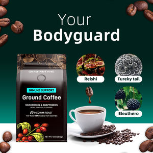 QINSHANTANG Etiqueta Privada medio tostado granos de café <span class=keywords><strong>colombiano</strong></span> Reishi cola de pavo Lions Mane Mix Black Mushroom Ground Coffee - Product Image 2