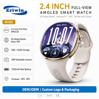 Montre connectée M100 4G, écran AMOLED 2,4 pouces 480x480 Full View, caméra 5MP, 3 Go de RAM, 32 Go de stockage, batterie 1350 mAh, Android, GPS, NFC, OEM, stock disponible en usine