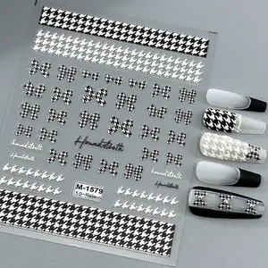 Checker Strik 5d Nail Sticker Ontwerp 3d Reliëf Lint Reliëf Voor Nagels Sticker