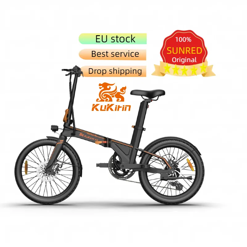 UE Armazém Estoque Kukirin V2 2023 Novo Barato 20 polegada 25 km/h 250w 36v Dobrável Bicicleta Elétrica Da Cidade Bicicleta Ebike