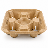 Support à boissons jetable en fibre moulée recyclée et compostable pour 4 gobelets, emballage de boissons à emporter, support à gobelets en papier moulé