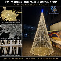 Kommerzielle Riesen-LED-Weihnachtsbaum-Motivbeleuchtung mit Robustem Eisenrahmen für Außenbereich IP65 für Stadtplätze, Einkaufszentren und Freizeitparks