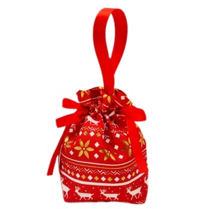Pochette à cordon personnalisée écologique, mini, pour cadeaux de Noël, emballage de café et de thé, shopping de Noël - Product Image 1