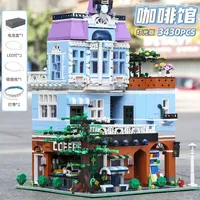Mould King-16004 bloques de construcción, juguetes de ensamblaje, vista de calle, cafetería, modelo de ciudad, juegos de bloques de construcción