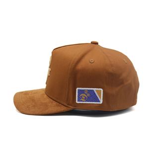 100% coton logo de broderie 3D personnalisé une casquette de baseball 5 panneaux avec bord en daim - Product Image 4