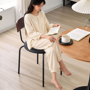 <b>Dining</b> <b>Chair</b> With Backrest Modern Simple Style Artificial Board Seat Metal Frame For Home Kitchen Use - Product Image 2