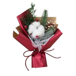 Christmas bouquet, dried flowers, cotton, pine cones, small gifts, Christmas gifts