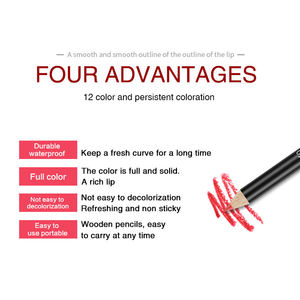 Delineador de Labios de 12 Colores de Alta Pigmentación con Logotipo Personalizado, Kit de Lápiz Labial Resistente al Agua, <span class=keywords><strong>Set</strong></span> de Maquillaje Labial para Compra al por Mayor - Product Image 3
