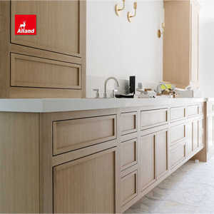 Alland ตู้กับข้าวแบบเขย่าทันสมัยตู้เฟอร์นิเจอร์ไม้โอ๊คสีขาวตู้ครัวสำหรับโครงการอพาร์ตเมนต์ - Product Image 3