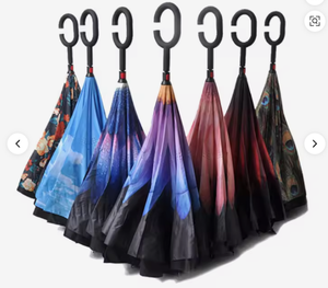 Reversible <b>Umbrella</b> - customizable - manually Opens and Closes - C-shaped handle - rain and Sun protection - for Adult travel - Product Image 6
