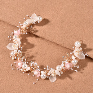 Accessoires de robe de <span class=keywords><strong>mariée</strong></span> pour filles, robe de cérémonie, bracelet de fleurs de poignet en perles fait à la main, ensemble de guirlande, coiffe pour <span class=keywords><strong>cheveux</strong></span> - Product Image 4