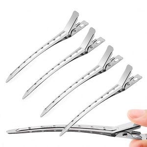 Pinces à cheveux multifonctionnelles en métal type bec de canard, pinces crocodiles DIY, pinces à cheveux argentées pour salon de coiffure, pour le sectionnement - Product Image 1
