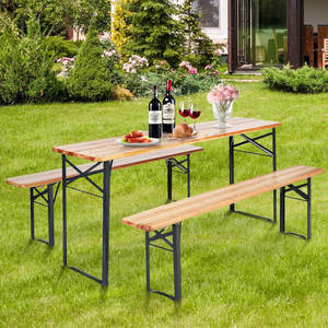 Pieghevole <span class=keywords><strong>tavolo</strong></span> da Picnic in legno <span class=keywords><strong>gambe</strong></span> in metallo <span class=keywords><strong>tavolo</strong></span> da birra per banchetto di nozze evento ristorante - Product Image 5