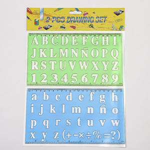 Pochoirs en plastique transparent 2 couleurs pour lettres de l'<span class=keywords><strong>alphabet</strong></span> Règle avec motif Règle de mesure pour enfants - Product Image 3