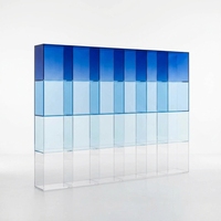 Support d'affichage autoportant en acrylique personnalisé avec dégradé de couleurs, respectueux de l'environnement, avec compartiment en cube pour le rangement des figurines de jouets