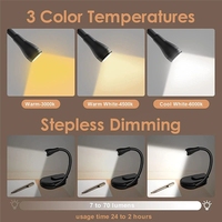 Offres Spéciales Mini LED Protection des yeux livre veilleuse réglable Clip étude lampe Rechargeable 3 couleurs pour voyage chambre lecture