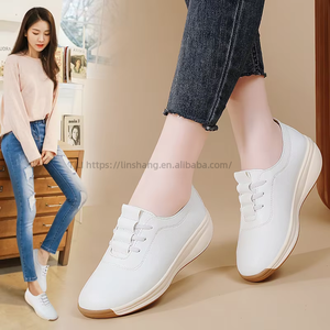 Genuine Leather <b>Soft</b>-Soled Women's Thick-Soled <b>Shoes</b> New Spring Styles Slip-on Non-Slip Lightweight Sports Mom <b>Shoes</b> - Product Image 6