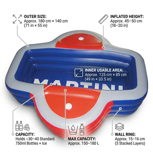 Bar de fête gonflable personnalisé et seau à glace gonflable (role principal) – Mini piscine gonflable d'été pour intérieur, à monter facilement - Product Image 3