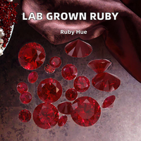 Batu Permata Ruby Sintetis Bentuk Bulat Potongan Brilian Merah Untuk Pembuatan Perhiasan