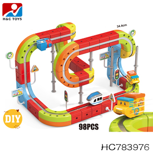35 pièces de jouets éducatifs pour enfants, <span class=keywords><strong>train</strong></span> <span class=keywords><strong>bleu</strong></span> électrique à lévitation magnétique, piste à fentes, avec piles au lithium - Product Image 6