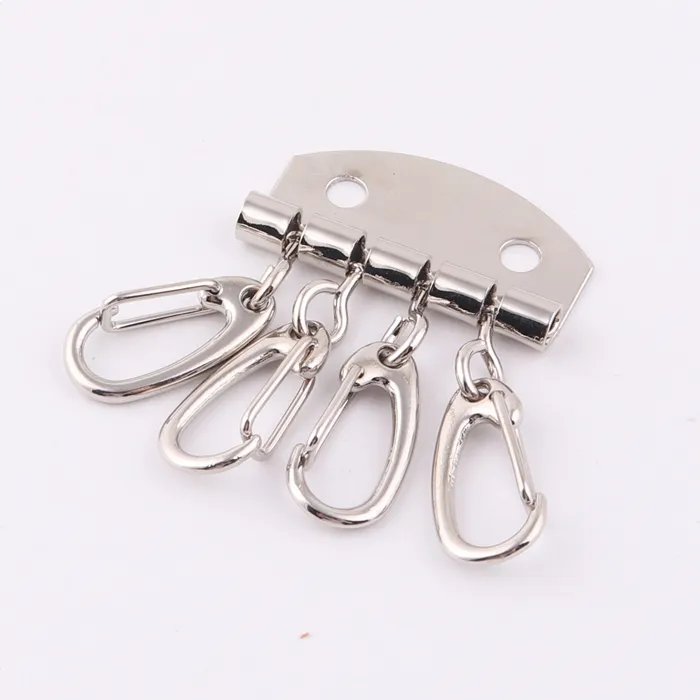 high quality silver color wallet metal key chain holder with snap hooks for purse accessories