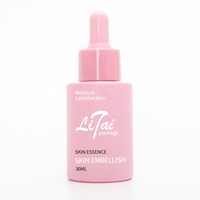 1oz 30ml Leerer Kosmetik-Serumbehälter Rosa Kundenspezifisches Einzigartiges Design Mattierte Flachschulter-Glasflasche für Ätherische Öle mit Pipette