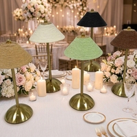 Lampe de table à LED à intensité variable manuelle, style rétro, alimentée par batterie, à commande tactile, rechargeable, lumière ambiante blanc chaud, métal et bois, pour chevet
