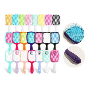 Customized Women Self Clean Detangling Hairbrush Anti-Static Detangler Hair Brush Air Cushion Comb