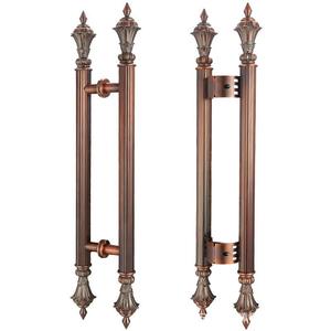 Manija de Puerta de Bronce Rojo Cepillado Estilo Americano para Hotel KTV, Puerta de Vidrio de Lujo, Acero Inoxidable - Product Image 1