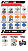 Katup Bola Aktuator Listrik Mini DC9~24V AC110~230V 1/2 inci 3/4 inci 1 inci Kontrol 2 Arah Suhu Tinggi UPVC PVC untuk Air OEM