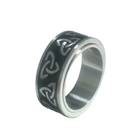 Nuevo Anillo Giratorio de Acero Inoxidable de 8mm, Color Negro y Dorado, con Nudo Celta Triangular, Anillo de Dedo de Acero Inoxidable 124