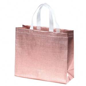 Wholesale Promotional Fashion Recycled <b>Glitter</b> Holographic Laser Iridescent Silver Gift Shopping <b>Bag</b> Tote Non-woven <b>Bag</b> - Product Image 6