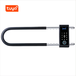 Serrures intelligentes Tuya pour moto, vélo, porte en verre - Déverrouillage <span class=keywords><strong>double</strong></span> par empreinte digitale et <span class=keywords><strong>clé</strong></span>, cadenas en U pour porte en verre, accès intelligent et pratique à la maison - Product Image 1