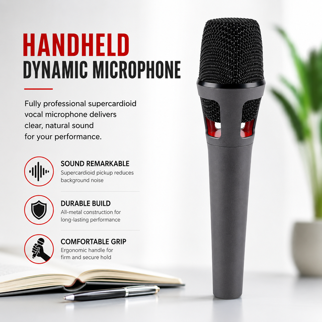 Professional Stage Dynamic Microphone Metal Handheld Vocal Mic for Live Show Church Conference Audio System