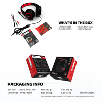 FANTECH HQ56 Headset Gaming berkabel, Headset Gaming ringan dengan mikrofon lipat Driver 40MM Jack 3.5mm