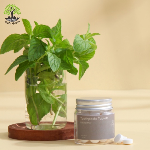 Peppermint Flavor Toothpaste Tablets 62pcs-Hydroxyapatite Plant Extract Eco-Friendly Fluoride-Free Teeth Travel Oral Care