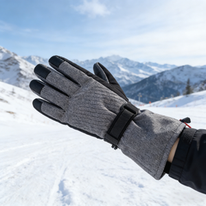 Guantes de esquí y snowboard de poliéster premium para invierno, color gris, con dedos separados, impermeables, resistentes a la abrasión, antideslizantes en la palma, térmicos. - Product Image 3