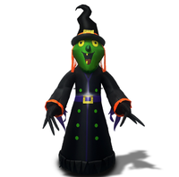 Décoration de jardin amusante pour Halloween : Sorcière gonflable verte à nez pointu, avec chapeau haut et griffes longues