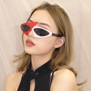 Unisex Novelty Roy Purdy Sunglasses Green <strong>Pink</strong> Contrast Asymmetric Triangular <strong>Glasses</strong> Black Red Frames Hip-Hop Style <strong>Parties</strong> - Product Image 3