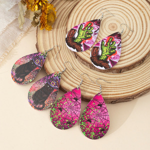 Pendientes de Gota con Estampado de Halloween y Navidad, Accesorios de Moda para Fiesta, Diseño de Calavera y Calabaza - Product Image 4